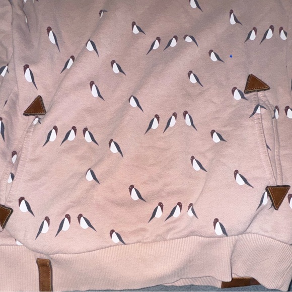 Naketano Blush Hoodie with Leather Patches Carrying Metal Owls Woman’s Large - Picture 4 of 4